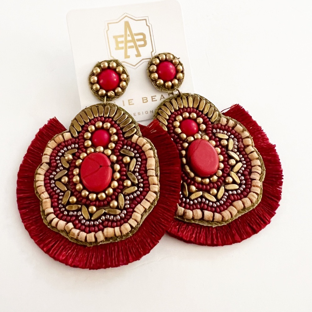 Ellie Red and Gold Statement Earrings